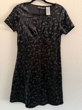 Vintage No Boundaries Velvet Dress Mini Black Silver Whimsigoth Goth Y2K